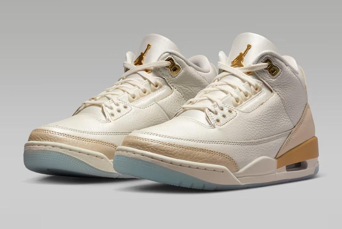 in-hand shot of air jordan 3 'champagne and oysters'