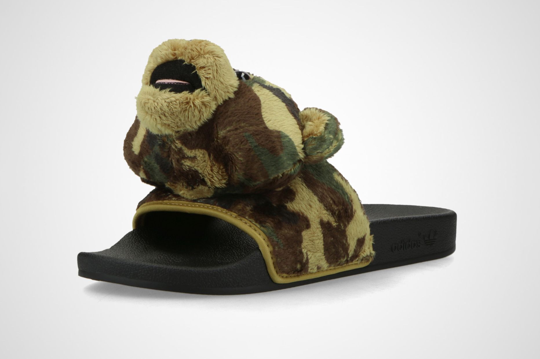 Jeremy Scott x adidas adilette Camo Bear Slides