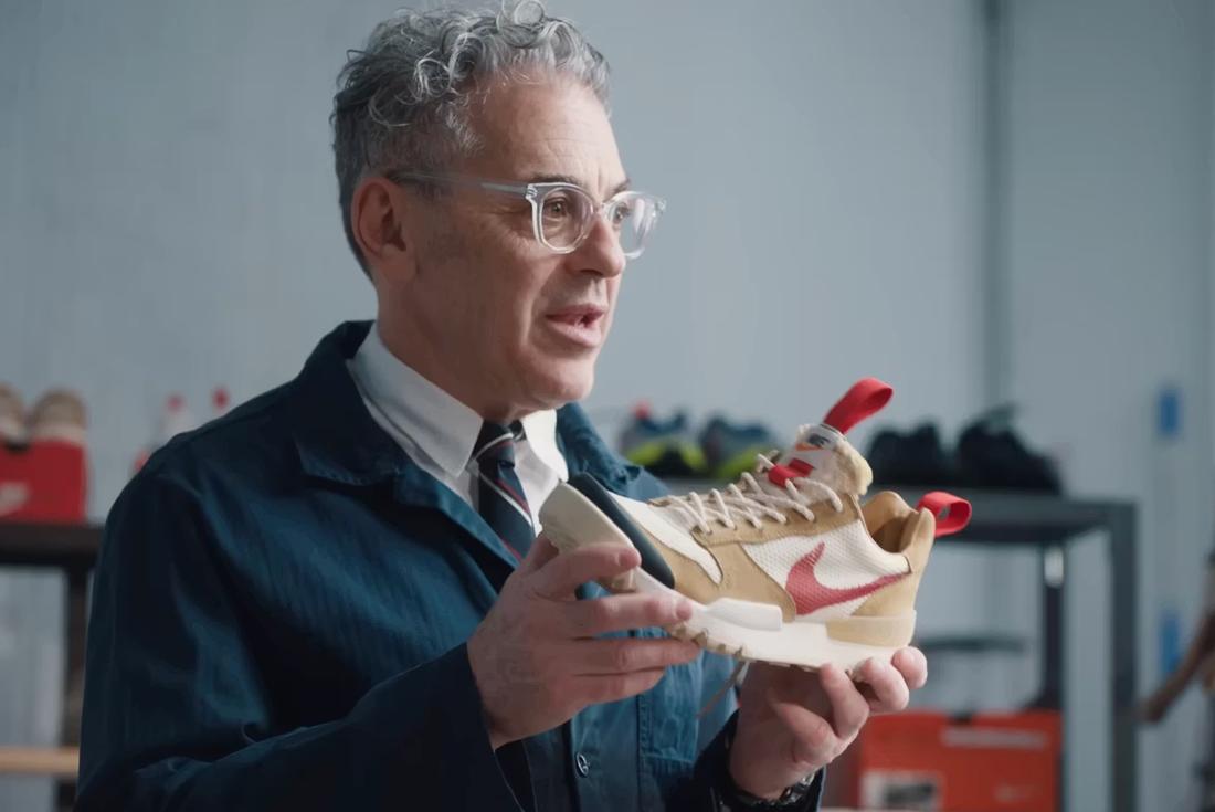 tom sachs holding a nike mars yard 3.0 sneaker
