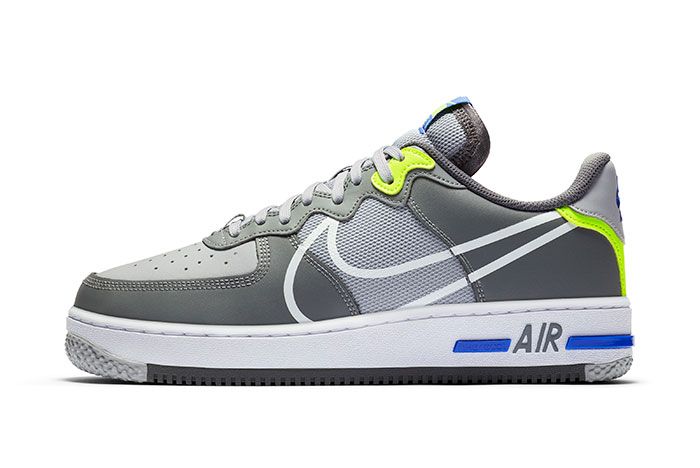 Nike Air Force 1 React Grey Heel Lateral