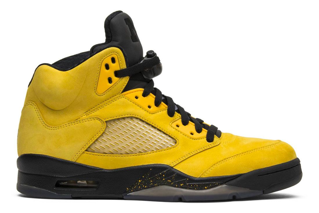 black and yellow jordan 5s