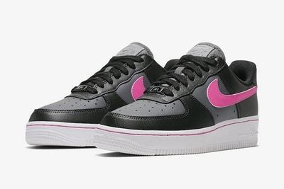 Nike Air Force 1 Black Grey Pink Pair