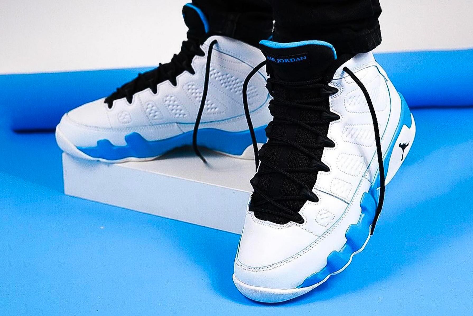 Official Look Air Jordan 9 Powder Blue Releases