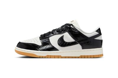 Nike circles Dunk Low Croc Leather Black White Brown Sneakers Footwear Shoes