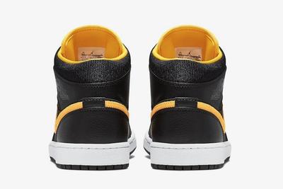 Air Jordan 1 Black Black University Gold Heels