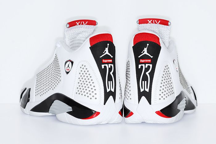Supreme Air Jordan 14 Official White Release Date Heel