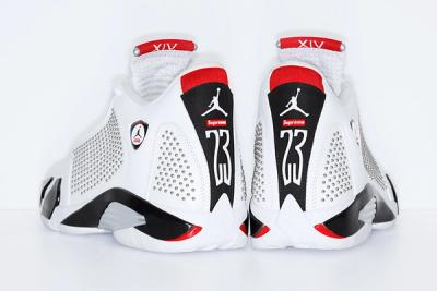 Supreme Air Jordan 14 Official White Release Date Heel