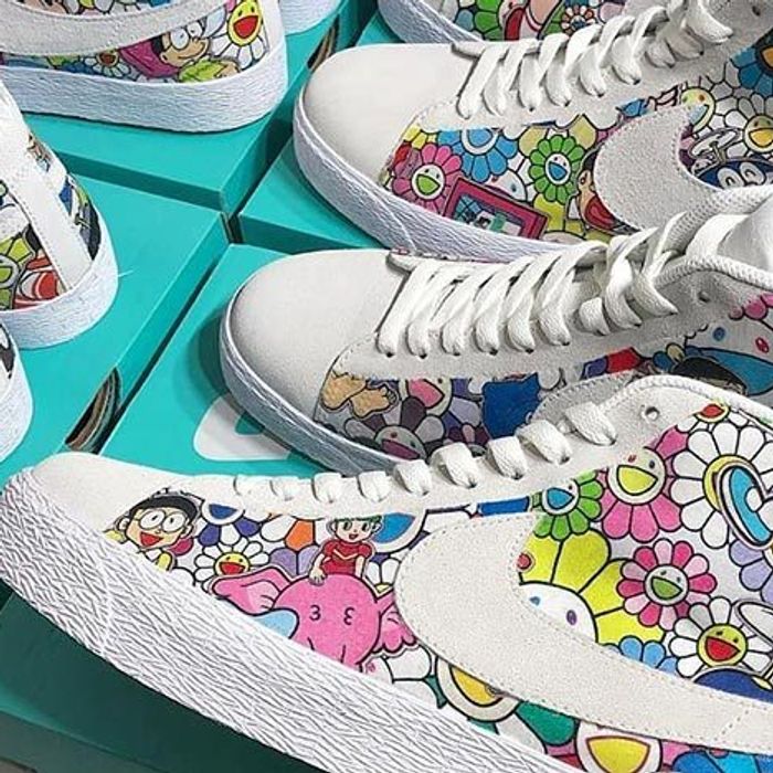 Customiser Makes Takashi Murakami Flower Nike Blazers - Sneaker Freaker