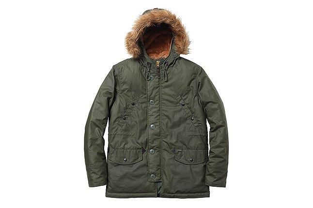 Supreme Green Waxed Cotton Jacket Wool Hood 1