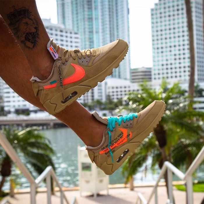 The Off-White x Nike Air Max 90 'Desert Ore' Gets On-Foot Shots