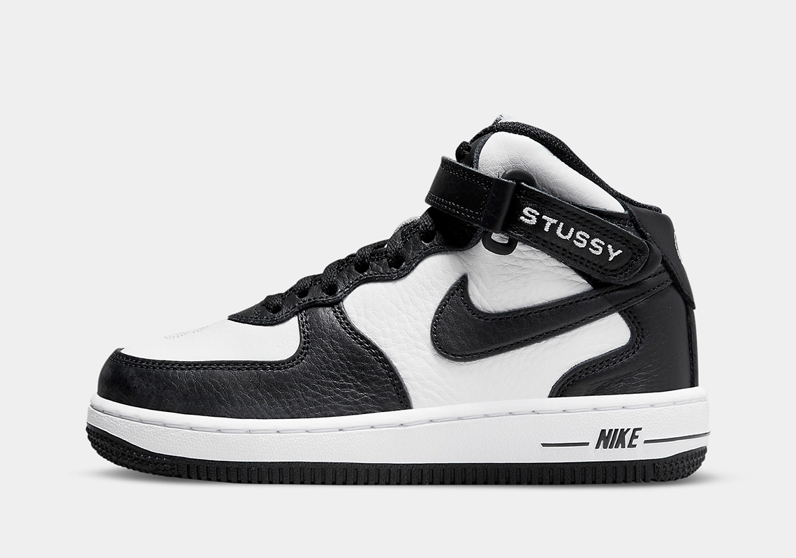 The Stussy x Nike Air Force 1 Mid Black/White Is Releasing on