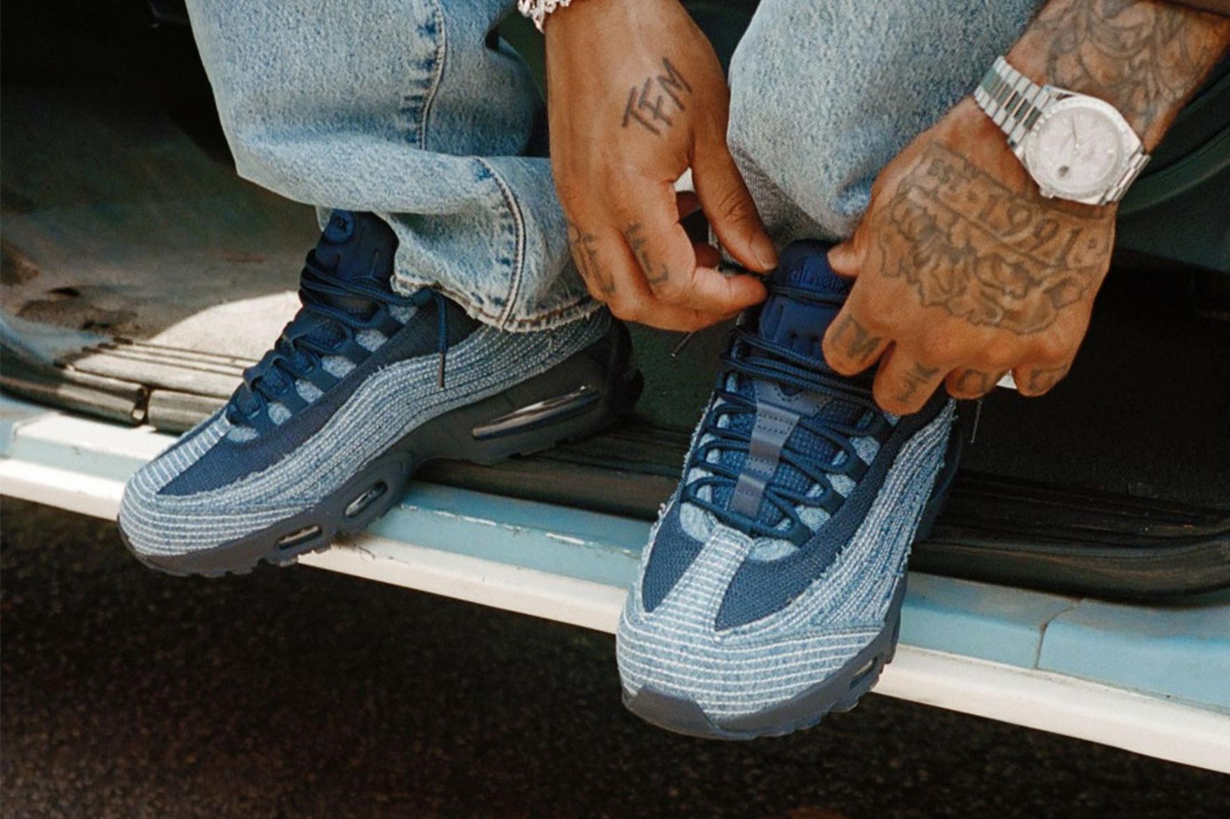 Nike Levi's Air Max 95 sneakers on-foot with jeans