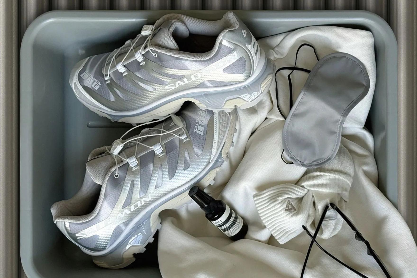Silver and white Asphaltgold x Salomon XT-4 sneakers