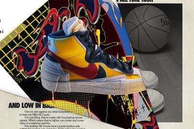 Sacai Nike Blazer Yellow Red Blue Lateral Side Shot