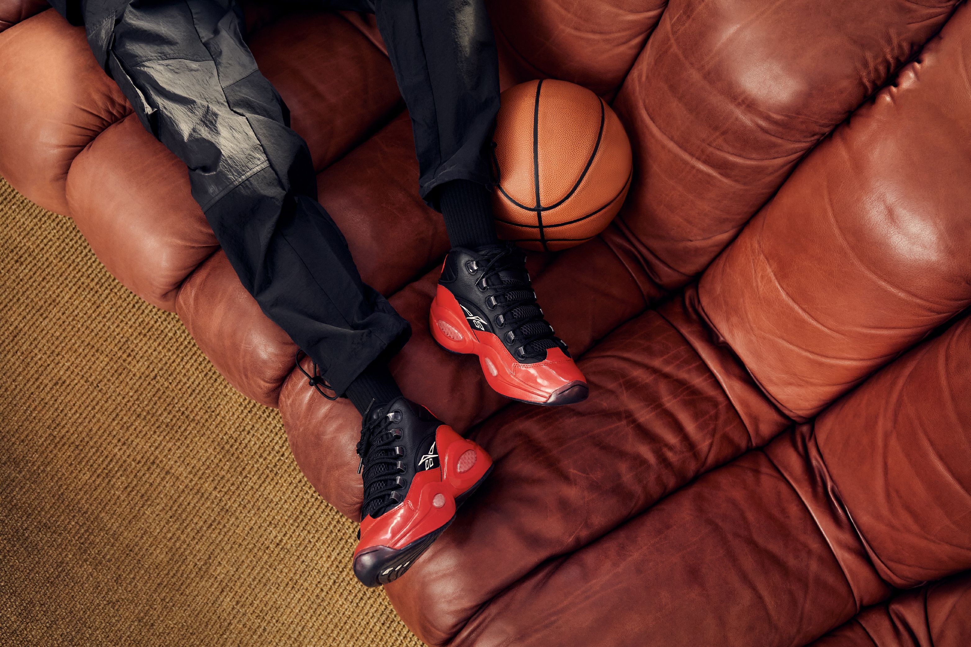 reebok question mid black red