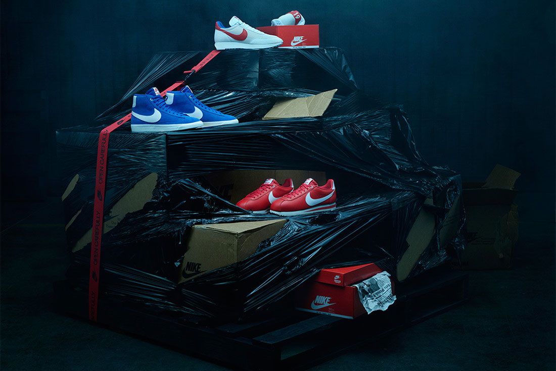 Stranger Things Nike Og Pack Navy Red Independence Day Shoe Collection Front Shot
