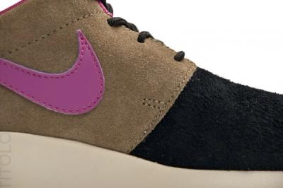 Nike Wmns Roshe Run Black Olive Rave Pink Profile Details 1