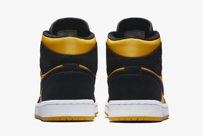 Air Jordan 1 Black University Gold Heels