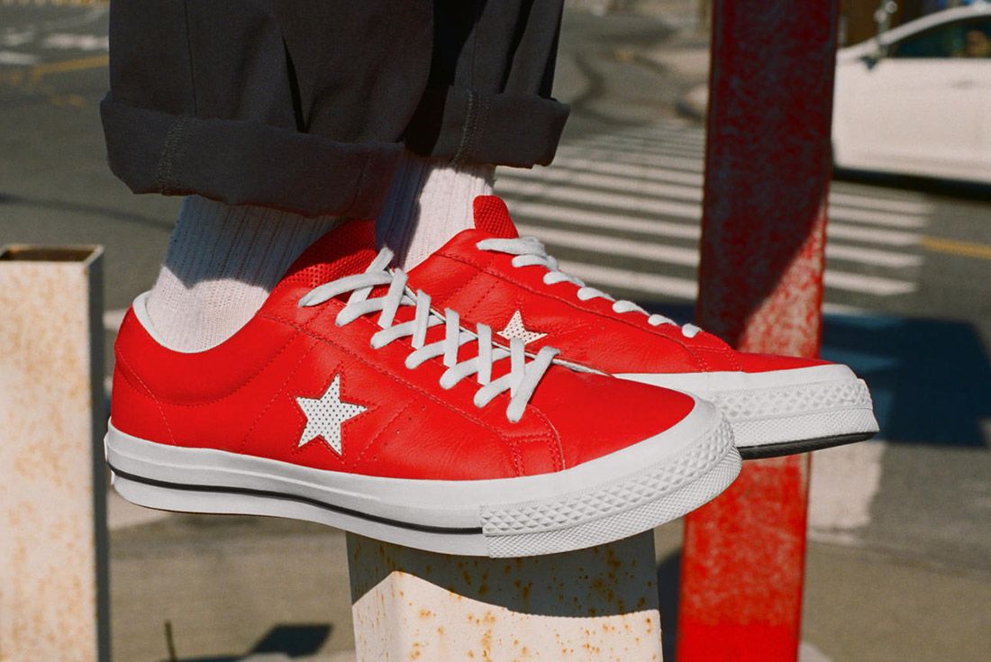 converse custom one star perforated leather low top