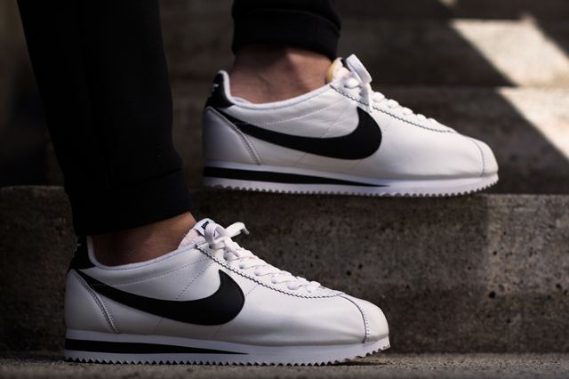 nike cortez white with black swoosh