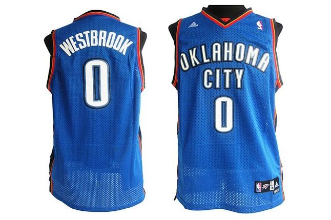 Oklahoma City Thunder 0 Russell Westbrook Stitched Blue Jersey 1