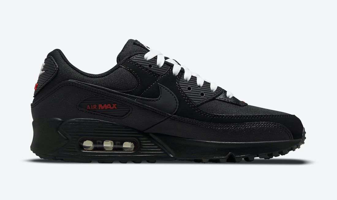nike air max 90 black and white and red