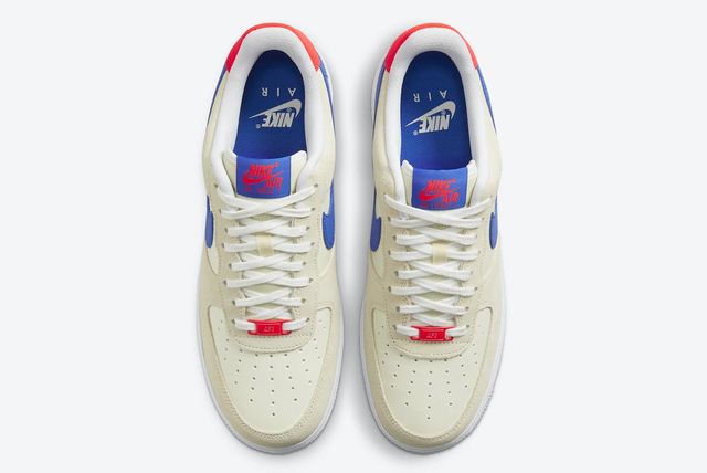 red white and blue high top nikes