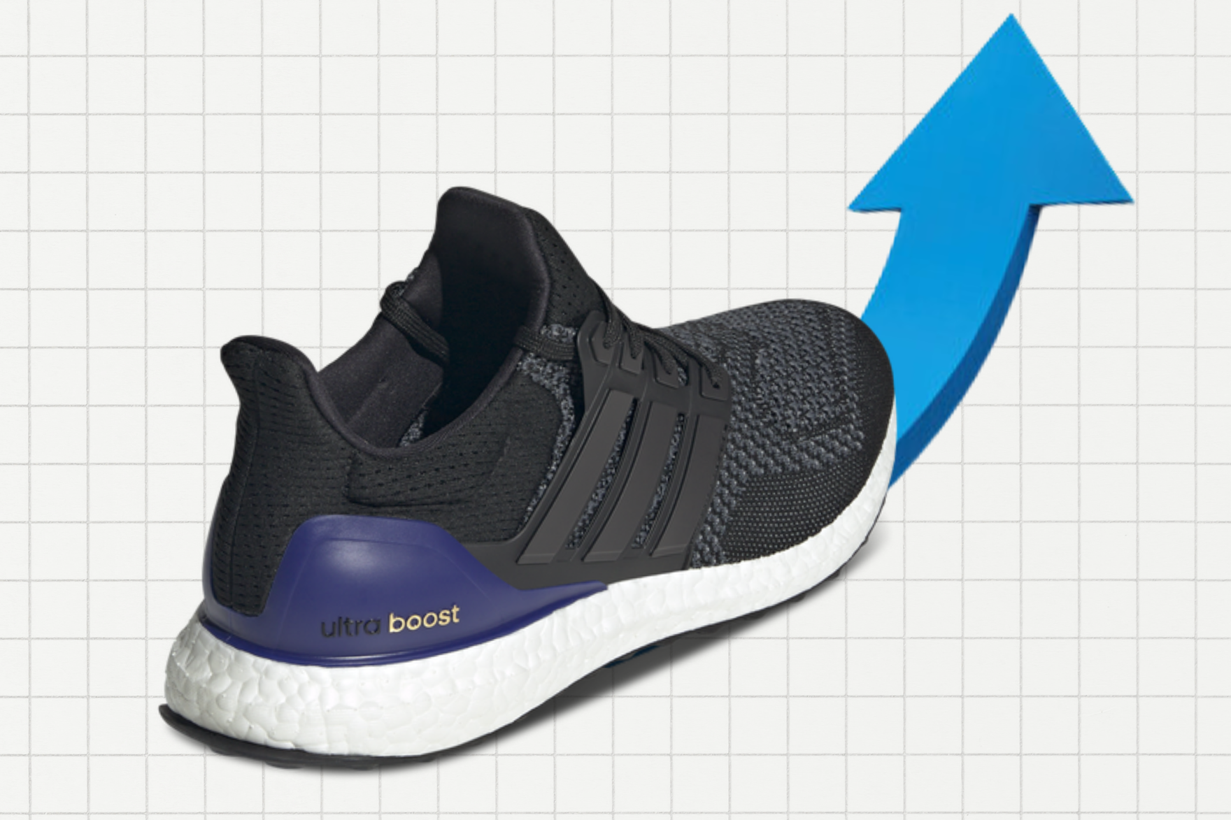 adidas sneaker with blue tariffs stock graph