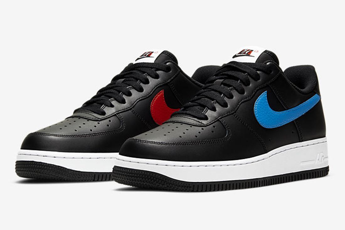 nike air force one red and blue swoosh