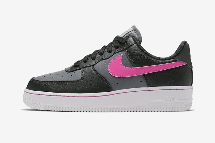 Nike Air Force 1 Black Grey Pink Lateral