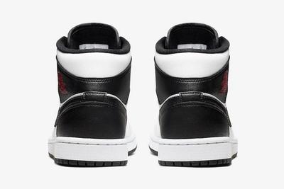 Air Jordan 1 Mid White Black Red Heels
