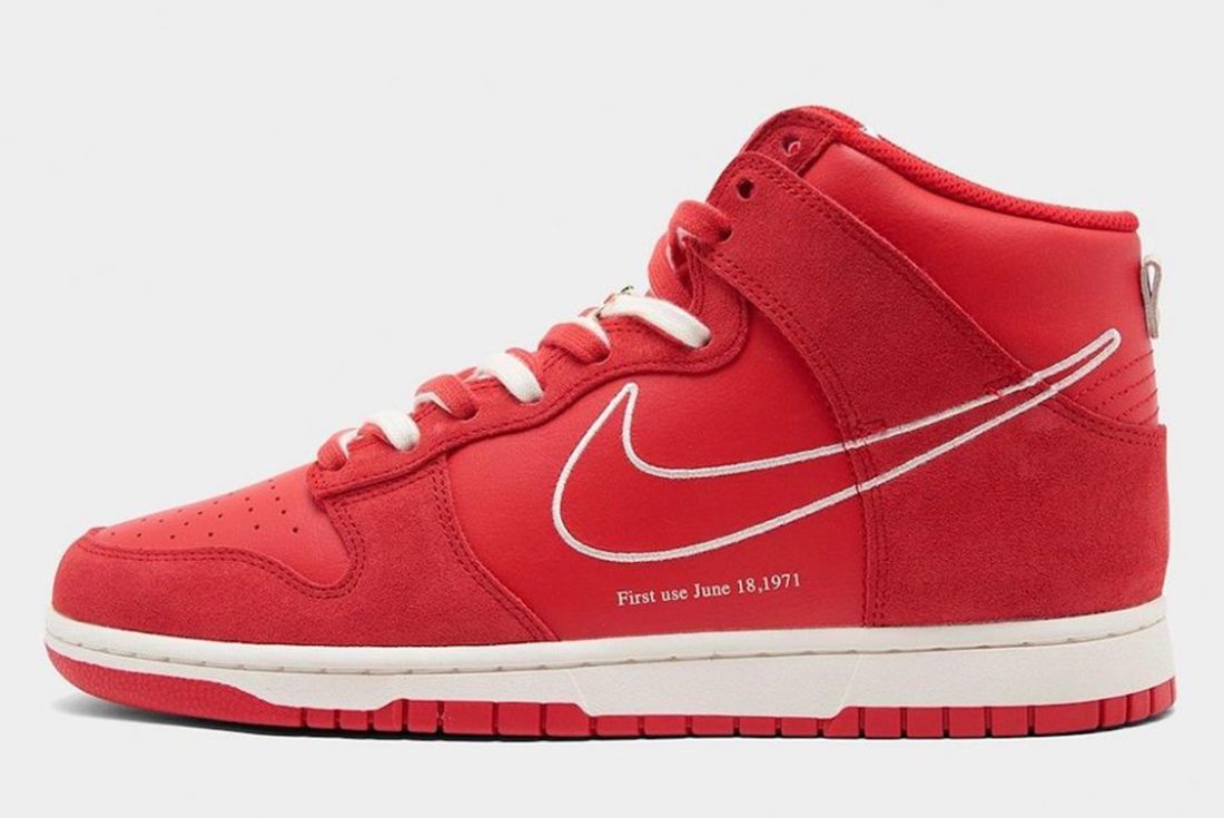 nike dunk high first use red 