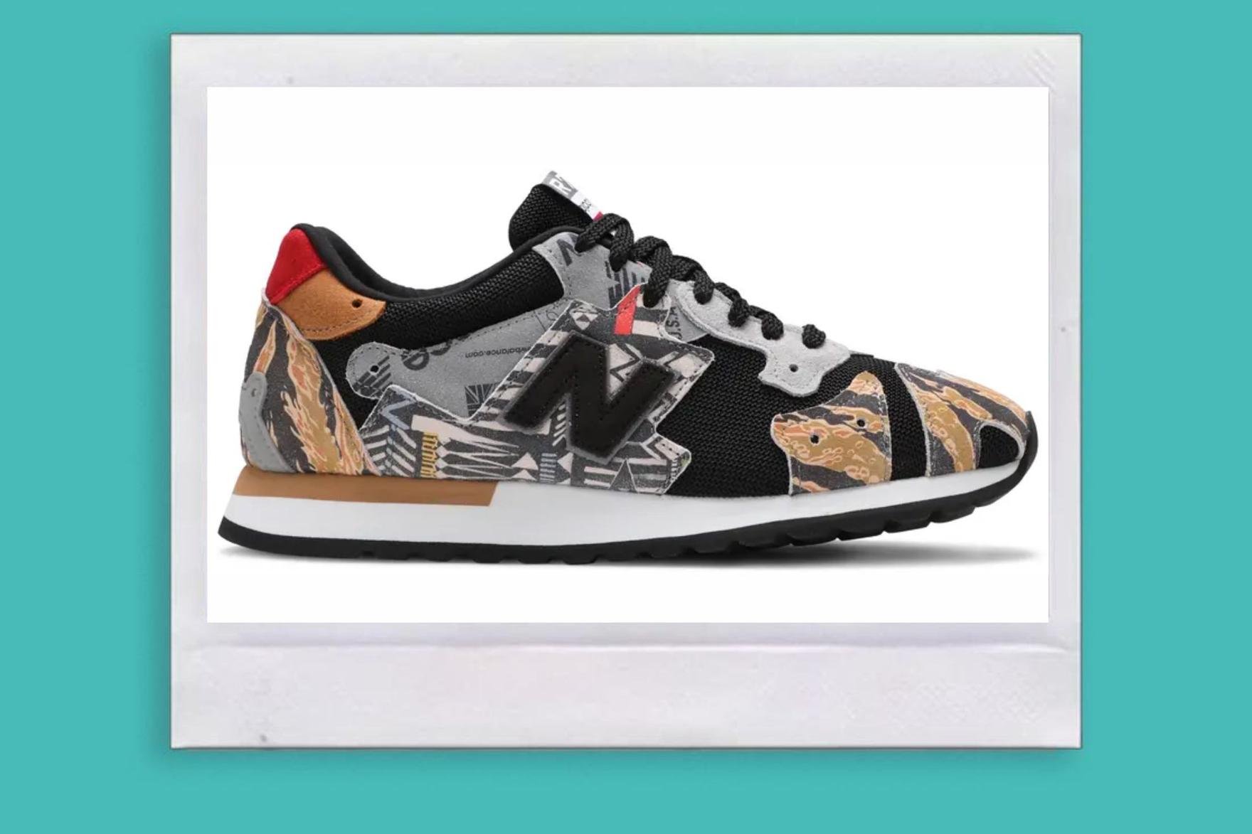 Multicoloured New Balance sneaker on a white background