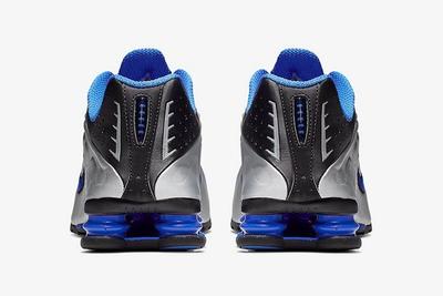 Nike Shox R4 Racer Blue Metallic Silver 104265 047 Heel Shot