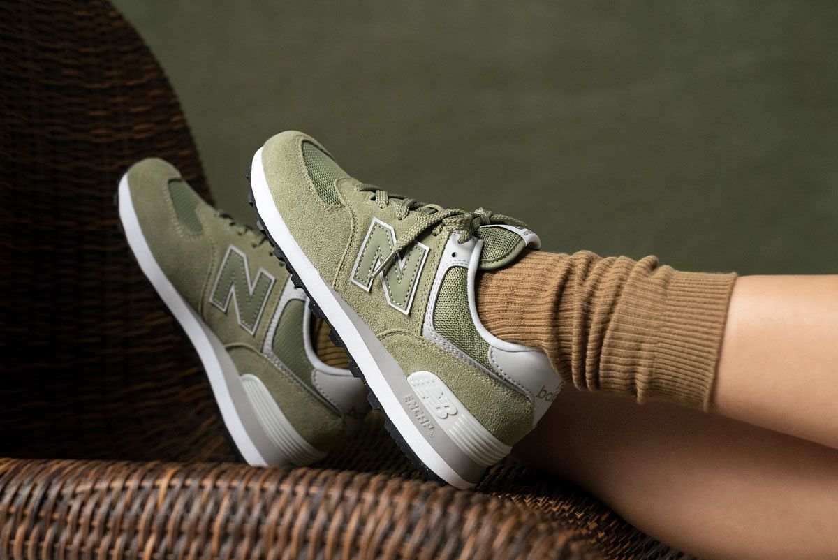 New balance 574s olive best sale