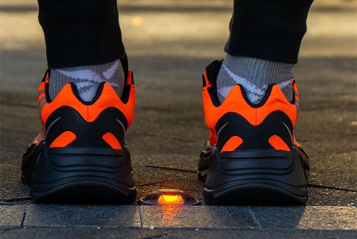 yeezy 700 orange on feet