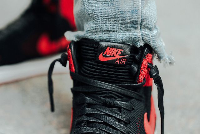 jordan 1 flyknit bred on feet