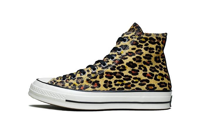converse one star pony hair leopard print sneakers