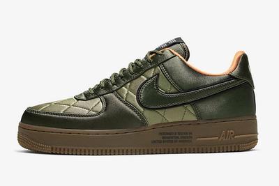 Nike Air Force 1 Low Quilted Olive Flight Jacket Cu6724 333 Lateral