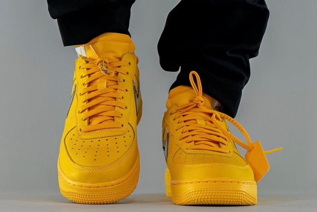 On-Foot Look: Off-White x Nike Air Force 1 ‘University Gold’ - Sneaker ...