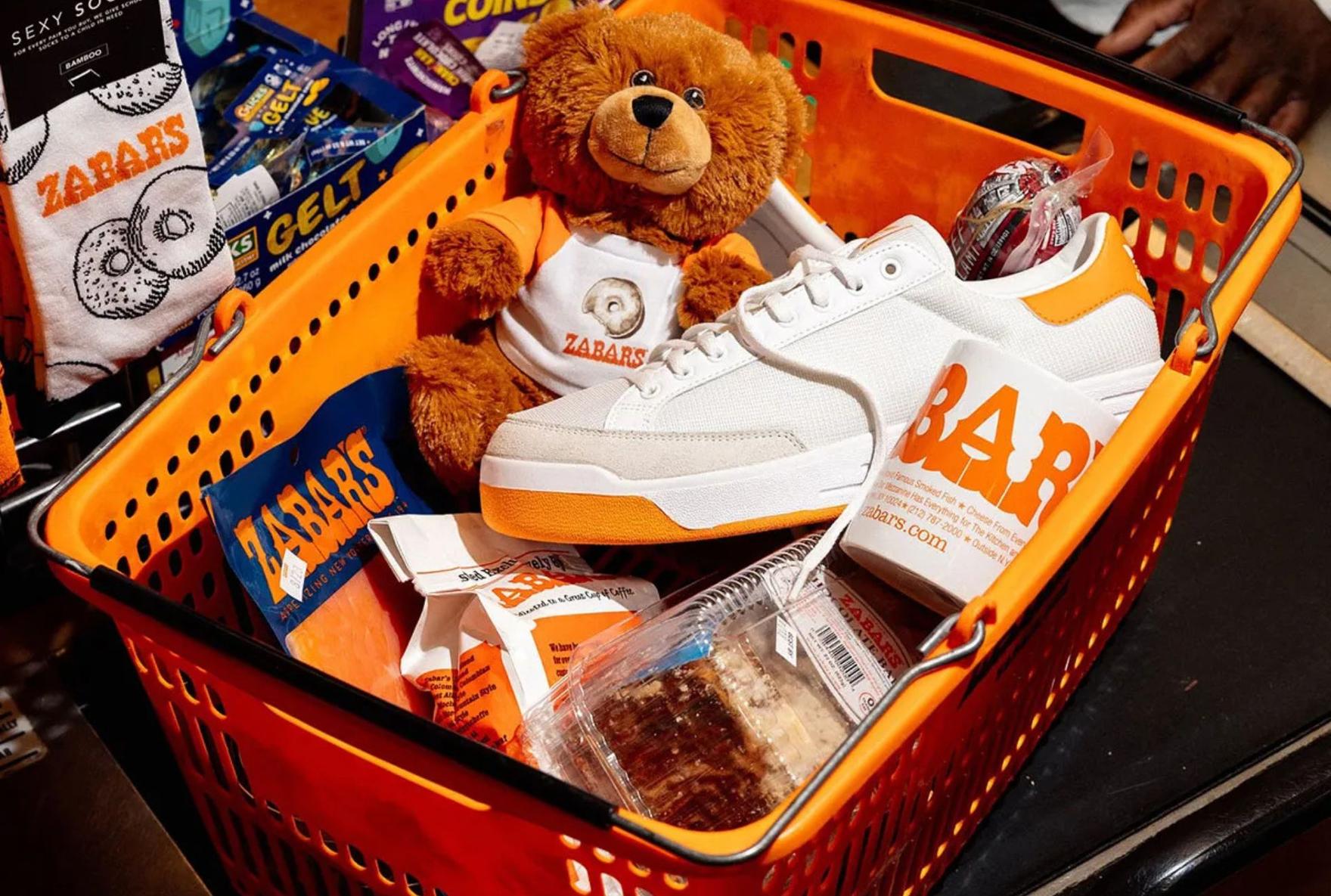 West NYC x adidas Rod Laver in basket of Zabar's NYC