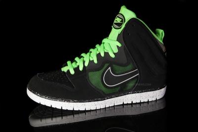Nike Dunk High Free Black Green Profile 1