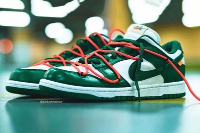 Off White Nike Dunk Low Pine Green Ct0856 100 On Foot Shot1