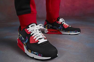 Nike Air Max 90 Premium By You Red Three Quarter Lateral Side Shot