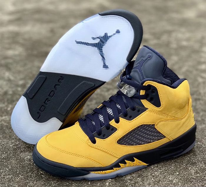 Blue and yellow retro 5 2019 best sale