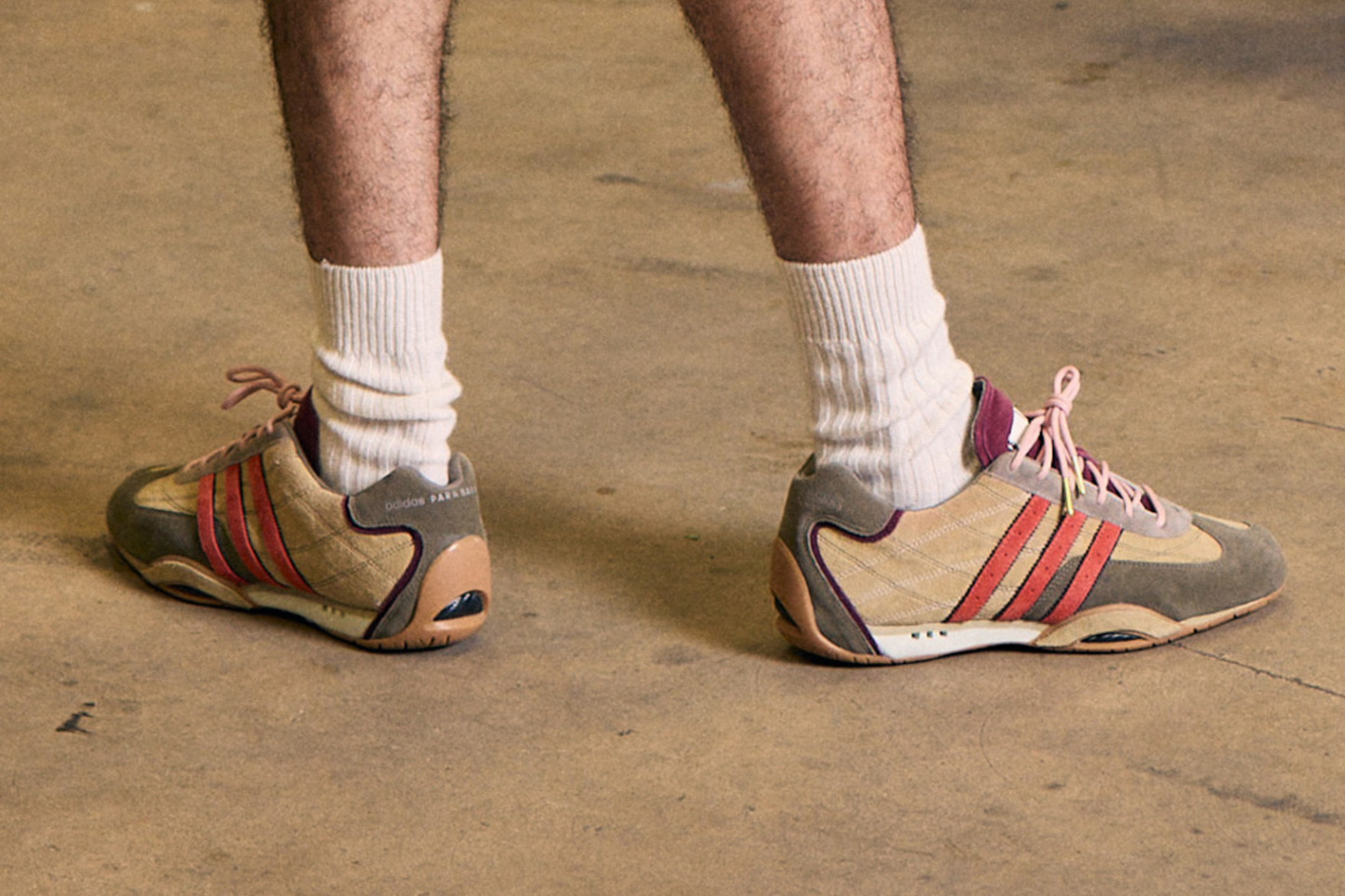 Adidas sneakers on-foot with white socks