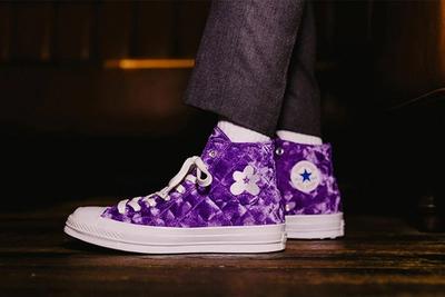 Golf Le Fleur Converse Chuck 70 Quilted Purple On Feet Left Side View