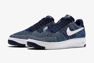 Nike Air Force 1 Flyknit Navy White 2