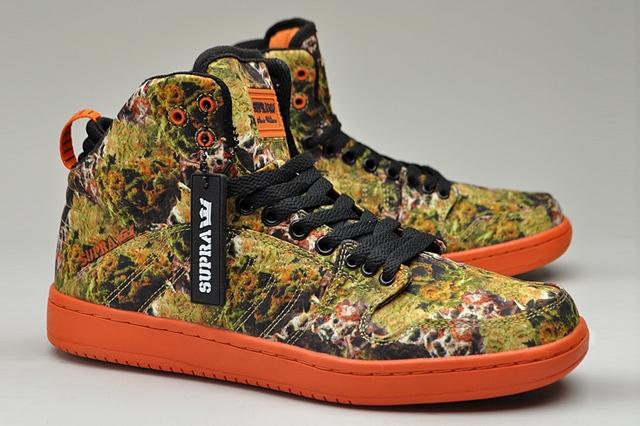 Supra weed-printed sneakers weed shoes on grey background