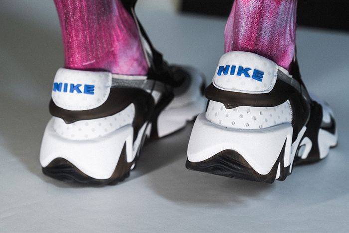 Nike Adapt Huarache White Blue On Foot Heel